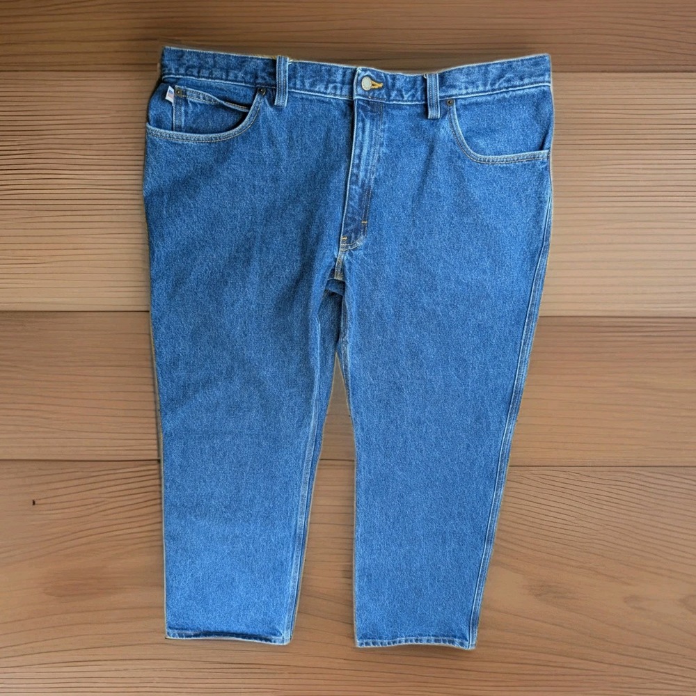 Duluth Trading Co Jeans Mens 42x32 Straight Leg Made In USA Blue Denim